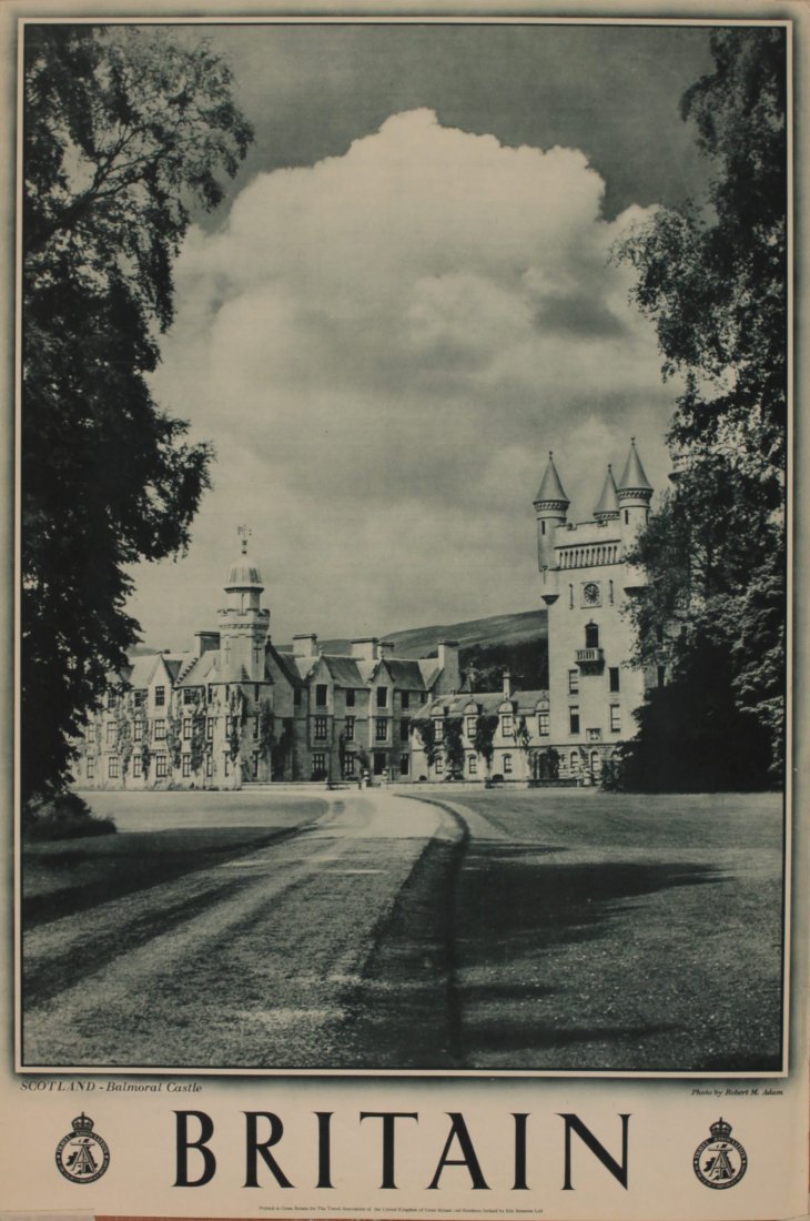 Robert Adam's Britain Scotland - Balmoral Castle and: Robert Adam's Britain Scotland - Balmoral Castle and Ben Nevis, , two original sepia photographic posters printed for The Travel Association circa 1948 - 76 x 51 cm (2)