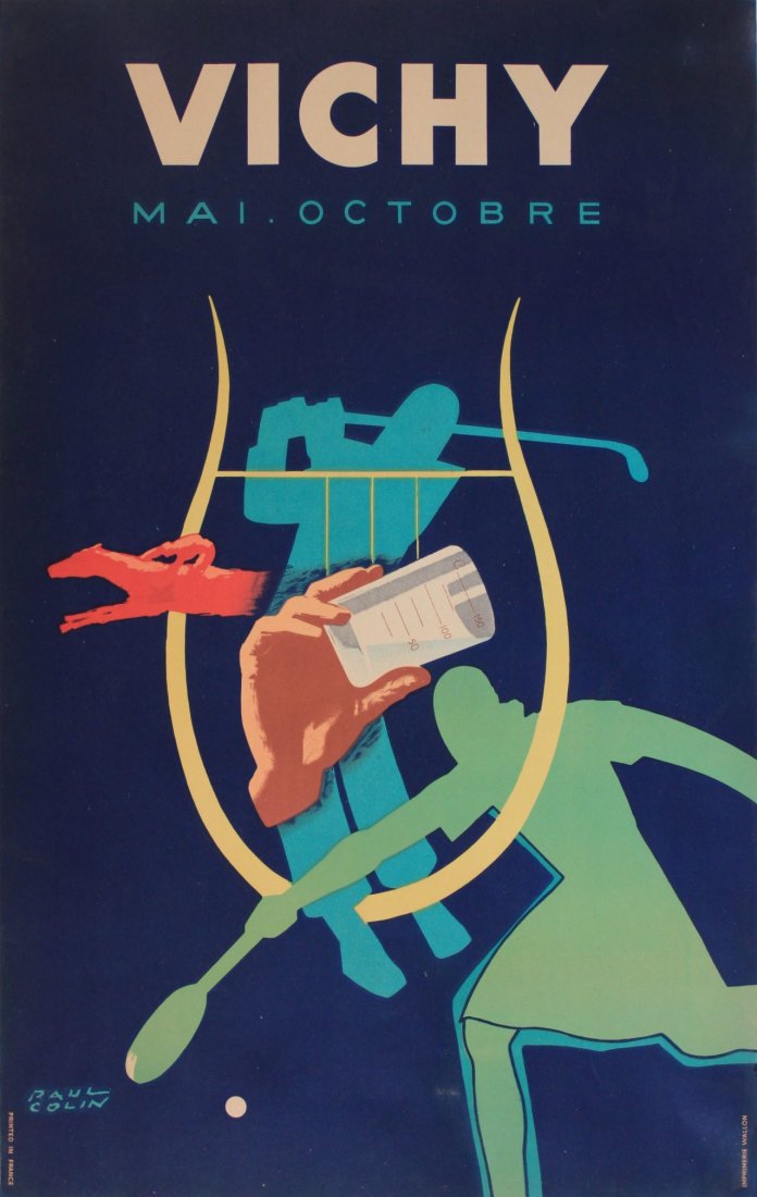 Paul Colin (1892-1986) Vichy Mai. Octobre 1948,: Paul Colin (1892-1986) Vichy Mai. Octobre 1948, original poster printed by Wallon - 100 x 62 cm
