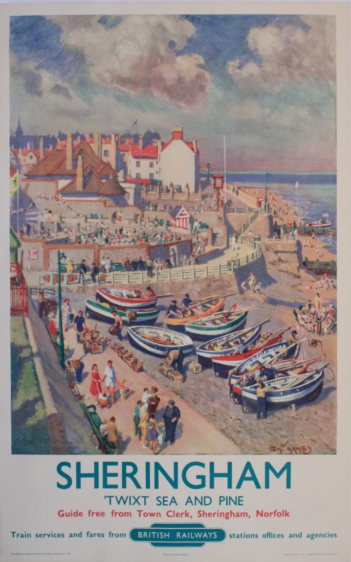 Tom W Armes (1887-1963) Sheringham Twixt Sea and Pine,: Tom W Armes (1887-1963) Sheringham Twixt Sea and Pine, original poster printed for BR (ER) by Jordison circa 1950 - 102 x 63.5 cm
