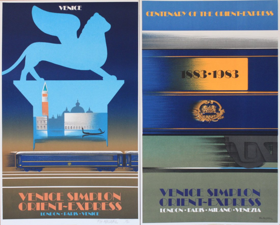 Pierre Fix-Masseau (1905-1994) Venice Simplon: Pierre Fix-Masseau (1905-1994) Venice Simplon Orient-Express the complete set of twelve colour lithograph posters, edition 476 of 500, published by Collection Venice Simplon-Orient-Express 1985, print