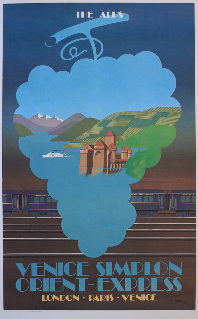Pierre Fix-Masseau (1905-1994) Venice Simplon: Pierre Fix-Masseau (1905-1994) Venice Simplon Orient-Express The Alps, original poster printed by Bauge 1981 - 99 x 62 cm