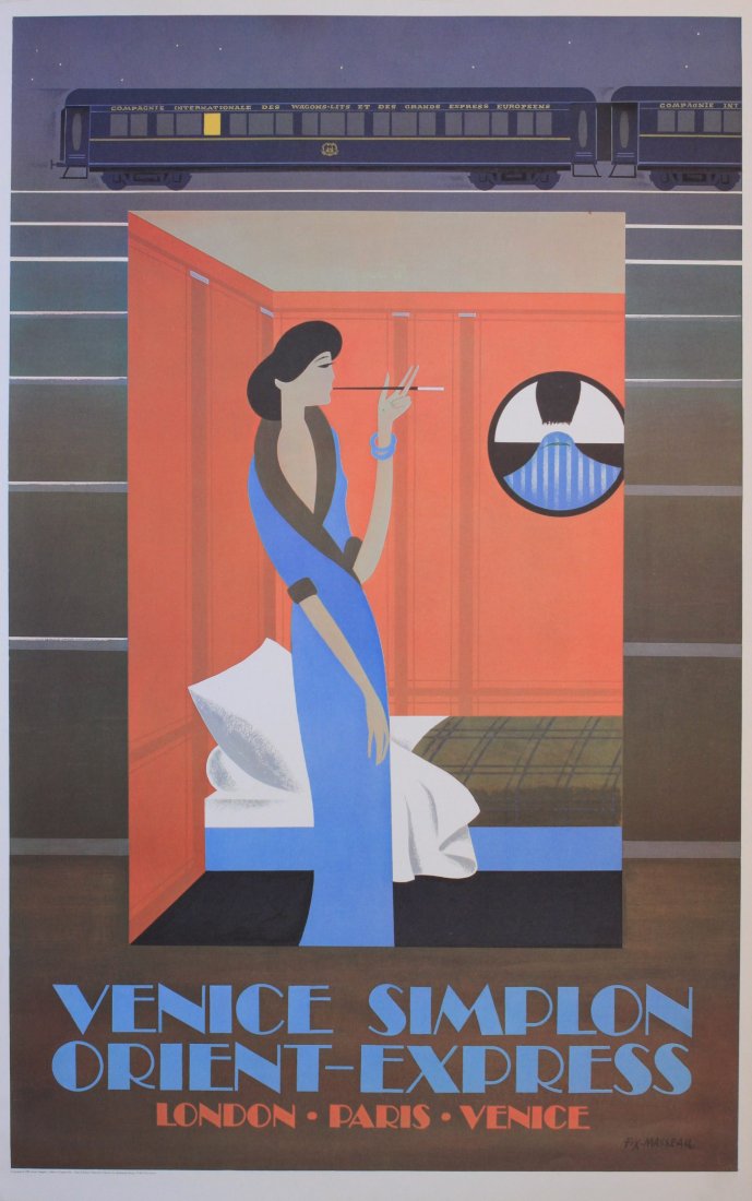 Pierre Fix-Masseau (1905-1994) Venice Simplon: Pierre Fix-Masseau (1905-1994) Venice Simplon Orient-Express Sleeping Car, original poster printed by Bauge 1981 - 99 x 62 cm