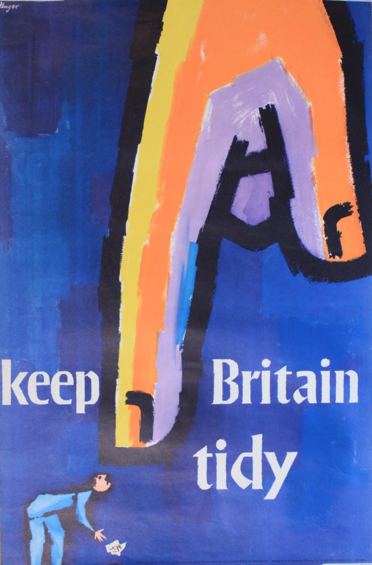 Original Vintage Poster: Hans Unger (1915-1974) Keep Britain Tidy, original poster printed for COI HMSO by Curwen circa 1955 - 76 x 51 cm
