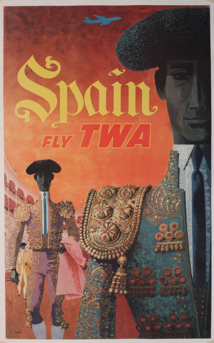 Original Vintage Poster: David Klein (1918-2005) Spain by TWA, original poster printed in the USA circa 1960 - 102 x 63 cm