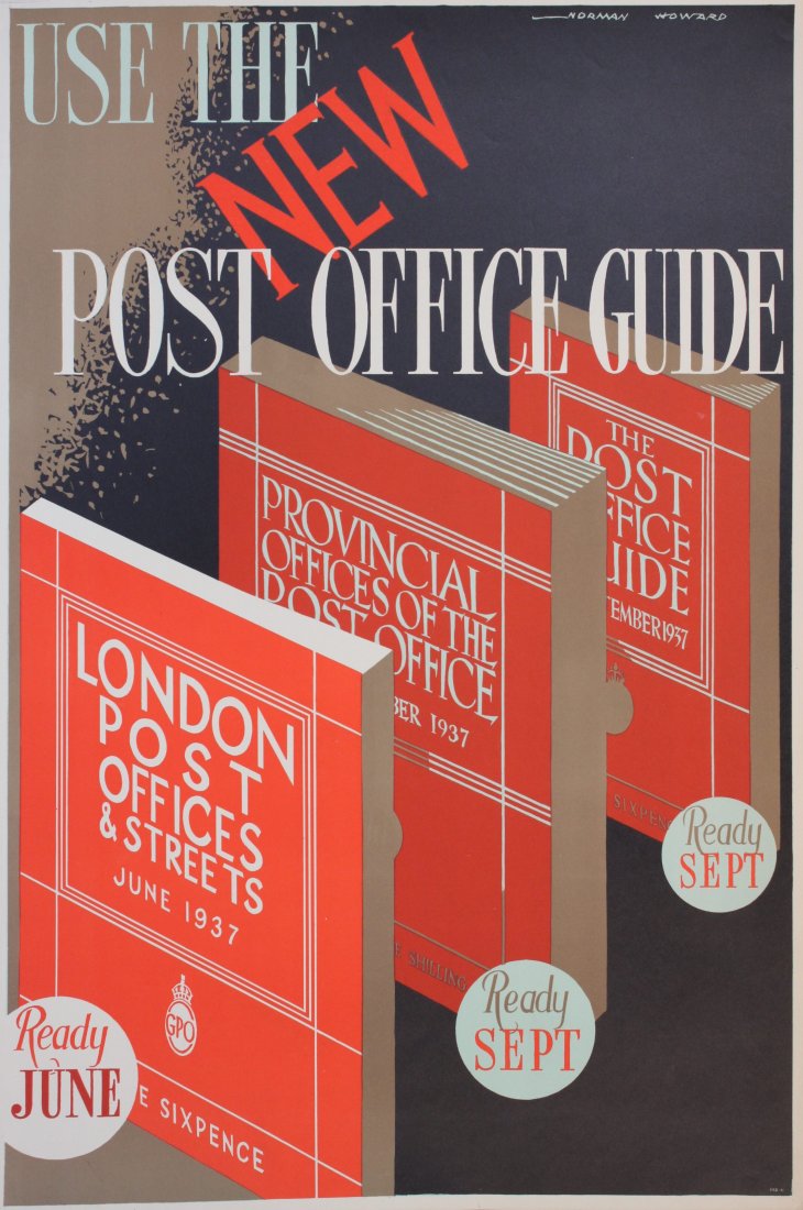 Original Vintage Poster: Norman Howard (dates not know) Use the new Post Office Guide 1937, original GPO poster PRD 161 - 76 x 51 cm; Negus/Sharlands GPO poster "to look or listen you need a licence" PRD 1377 - 76 x 51 cm; an
