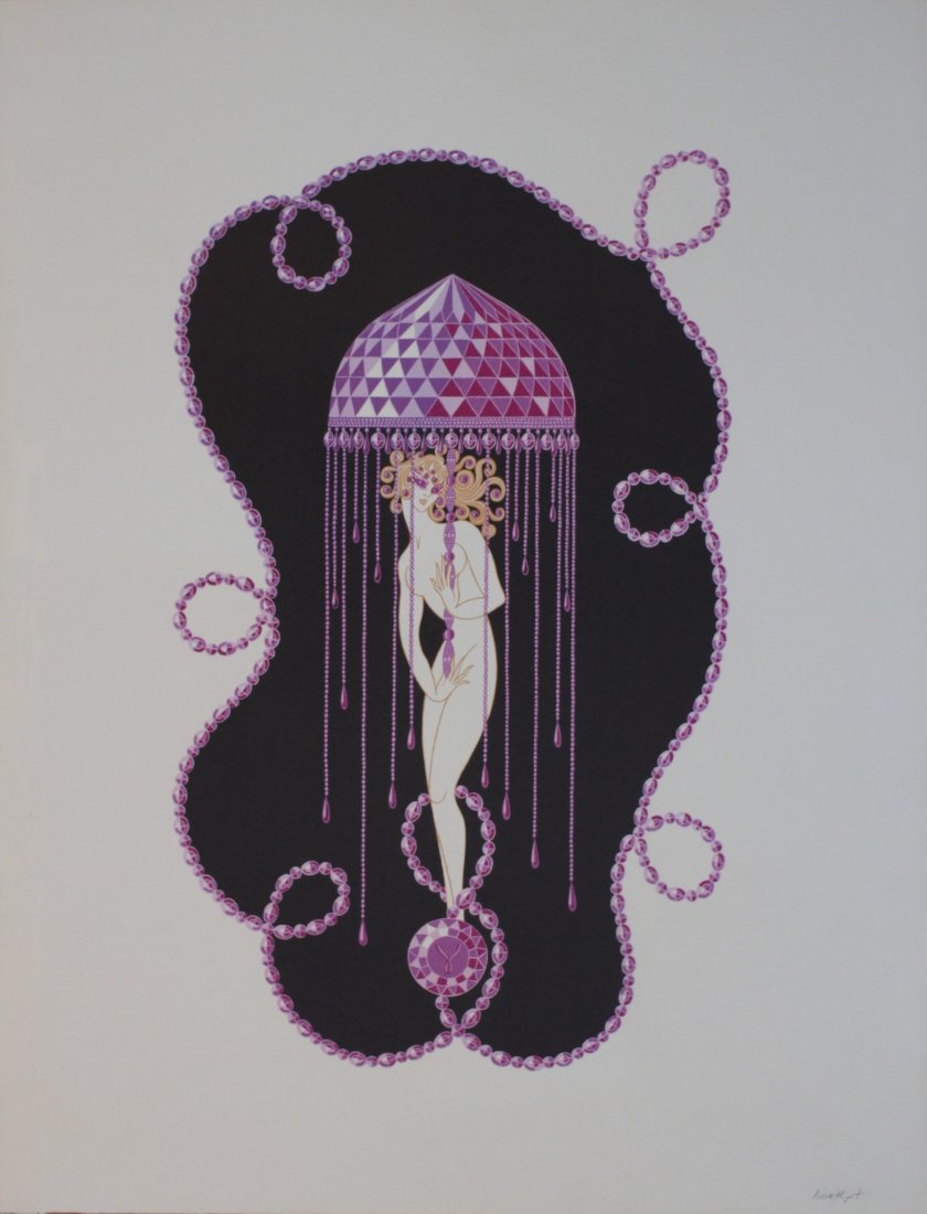 Original Vintage Posters: Erte (Romain de Tirtoff 1892-1990) Precious Stones, a series of six original lithographs Diamond, Sapphire, Ruby, Topaz, Emerald and Amethyst, printed for the Grosvenor Gallery by Curwen Press 1969, o