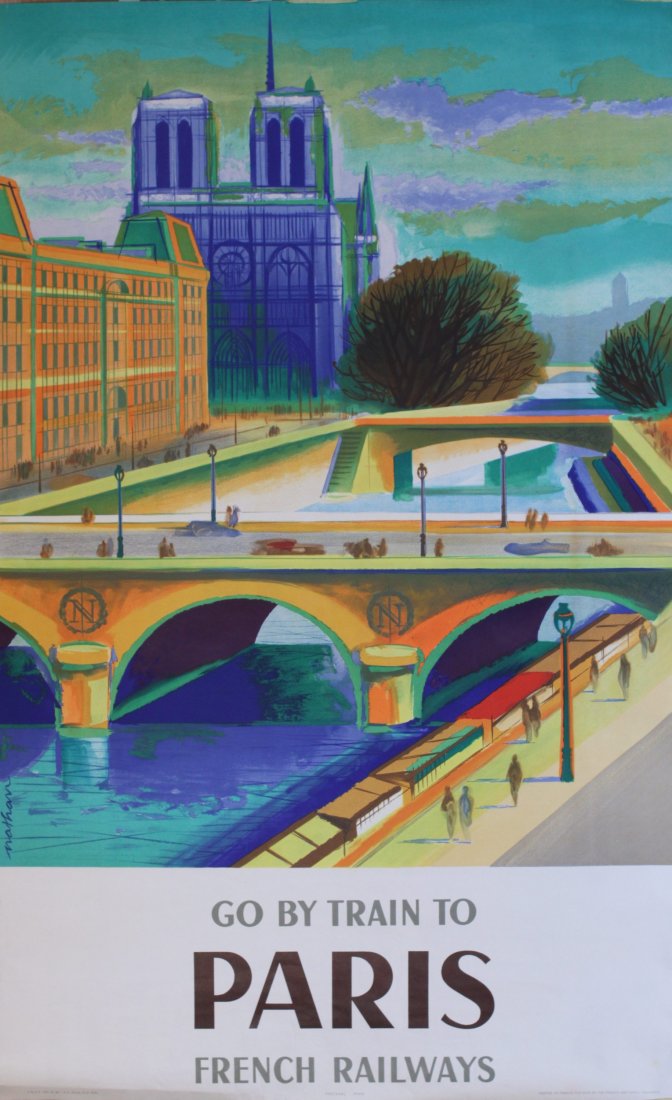 Vintage Posters: Nathan (Jacques 1910-2001) Go By Train to Paris, printed for French Railways by Parceval 1957 - 102 x 63 cm