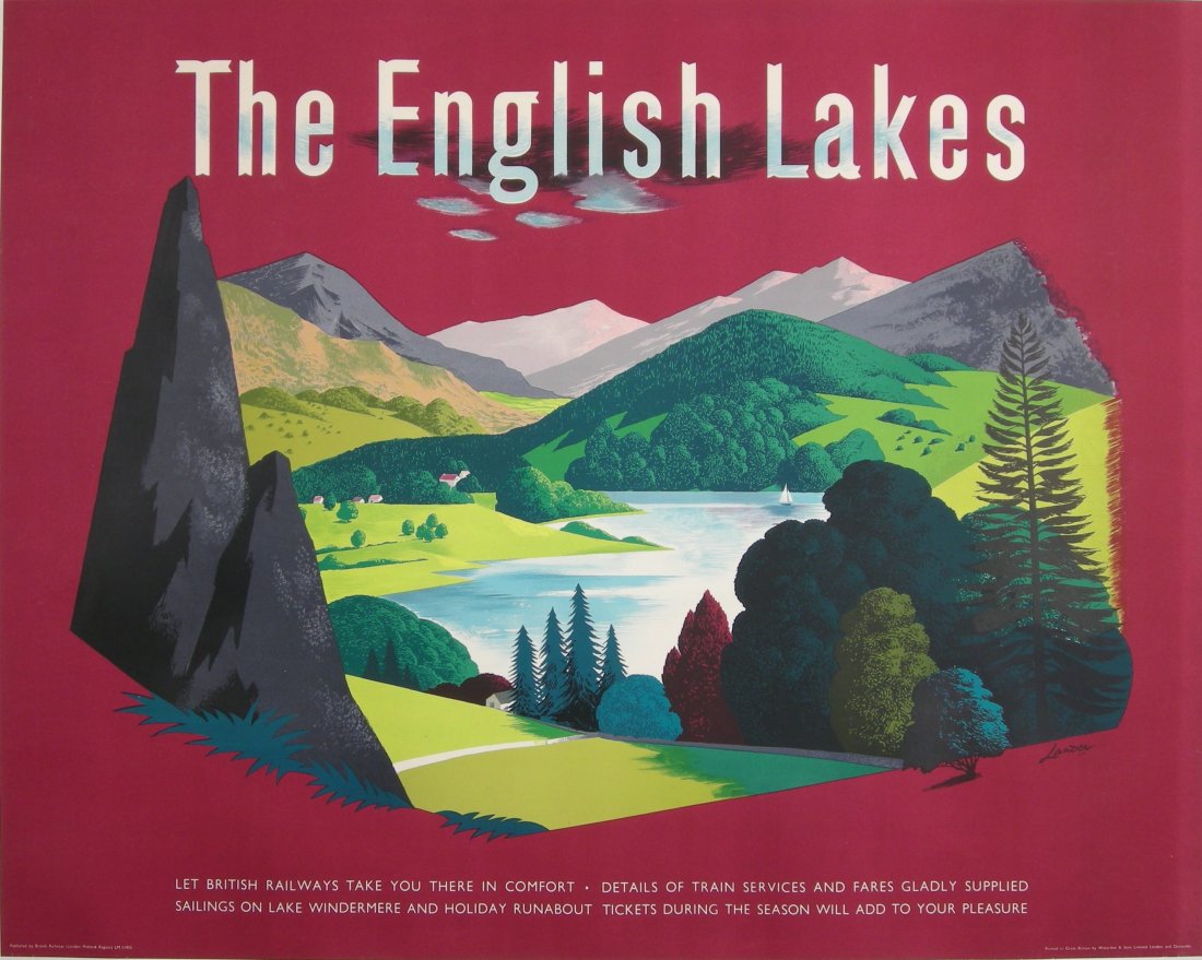 Vintage Posters: Lander (Eric dates unknown) The English Lakes, original poster printed for BR(LMR) by Waterlow - 102 x 127 cm