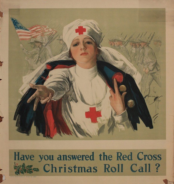 Original Vintage Poster: Harrison Fisher Have you answered the Red Cross , printed in USA 1918 - 76 x 71 cm
