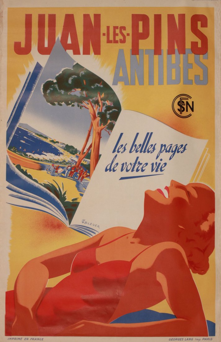 R Bleuer Juan les Pins Antibes, original SNCF poster (1 of 1)