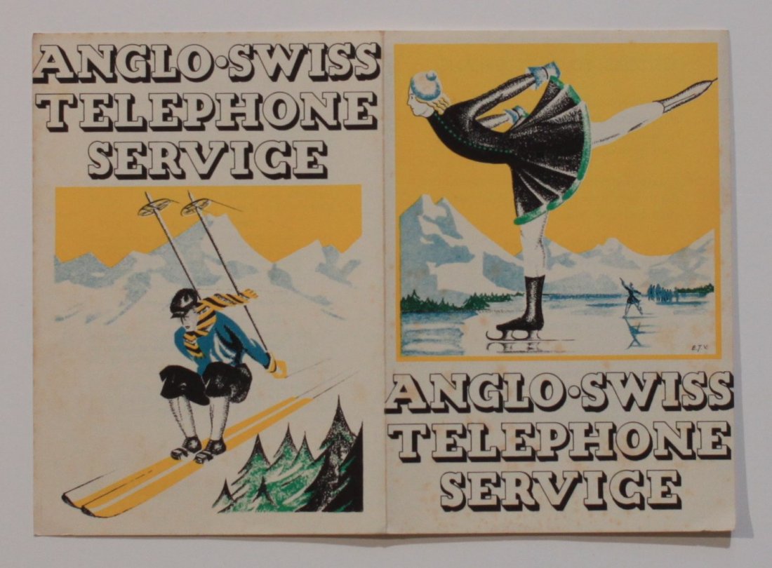 Anglo-Swiss Telephone Service, leaflet with Ice Skater (1 of 1)