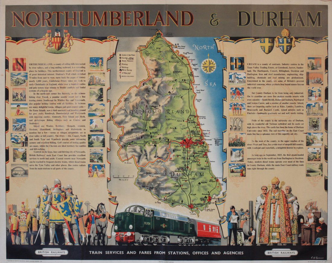 E H Spencer Northumberland & Durham, original poster (1 of 3)