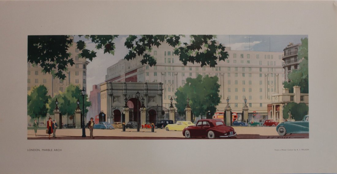 A J Wilson (1935-1963) London Marble Arch, LNER: A J Wilson (1935-1963) London Marble Arch, LNER Carriage print issued post 1945 - 25.5 x 53.5 cm, and Donald Blake (1908-1997) The Roosevelt Memorial London, LNER Carriage print issued post 1945 - 25.