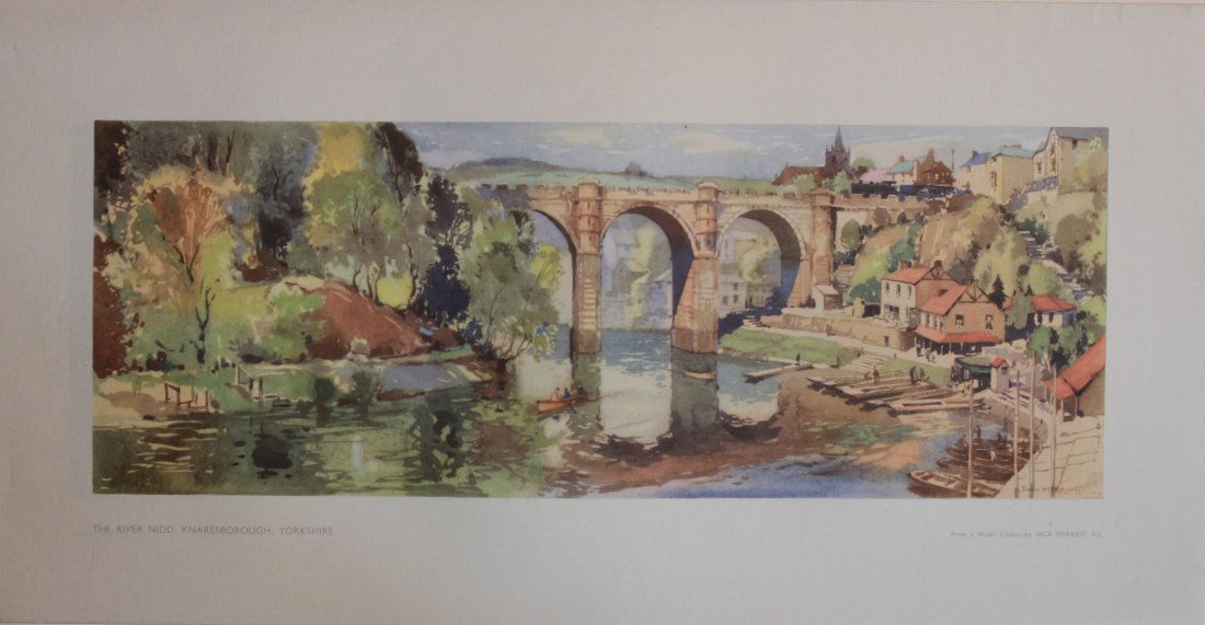 Jack Merriott (1901-1968) Richmond and The River Nidd: Jack Merriott (1901-1968) Richmond and The River Nidd Knaresborough, two LNER Carriage prints issued post 1945 - 25.5 x 53.5 cm (2) Property of the late Albert Cook ex Publicity Manager BR (NER)
