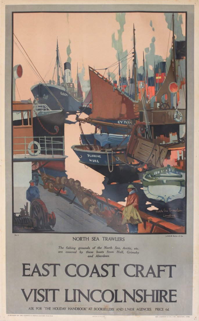 Frank H Mason (1876-1965) North Sea Trawlers East Coast: Frank H Mason (1876-1965) North Sea Trawlers East Coast Craft No 3, original poster printed for the LNER by Ben Johnson c.1928 - 102 x 63 cm