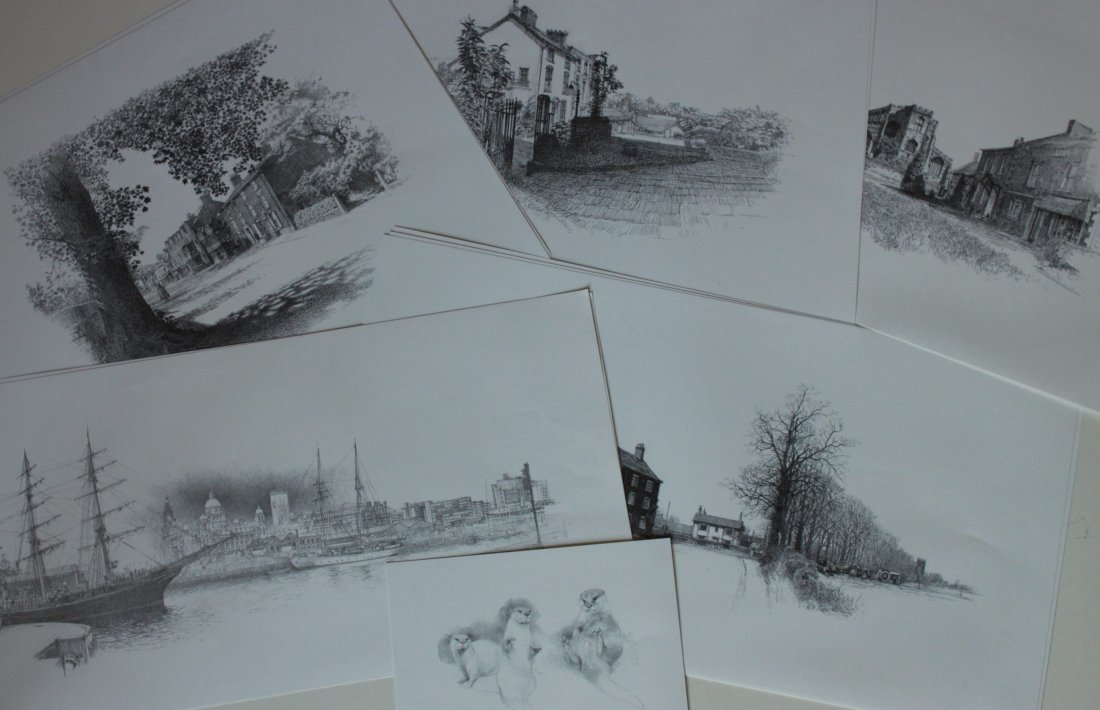 William Geldart (fl.1970-80's) A collection of prints: William Geldart (fl.1970-80's) A collection of prints comprising Otters (2) various Country Houses (10) Church (2) Ship (1) and Church larger format (10) , the largest - 45 x 62 cm (a lot) Property of