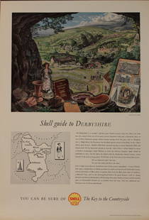 Shell Guides to Nottinghamshire by David Gentleman,: Shell Guides to Nottinghamshire by David Gentleman, Oxfordshire by Walter Hoyle, Warwickshire by Walter Hoyle and Derbyshire by S R Badmin, printed by Stone and Nicholls, c.1960 each - 76 x 51 cm (4)