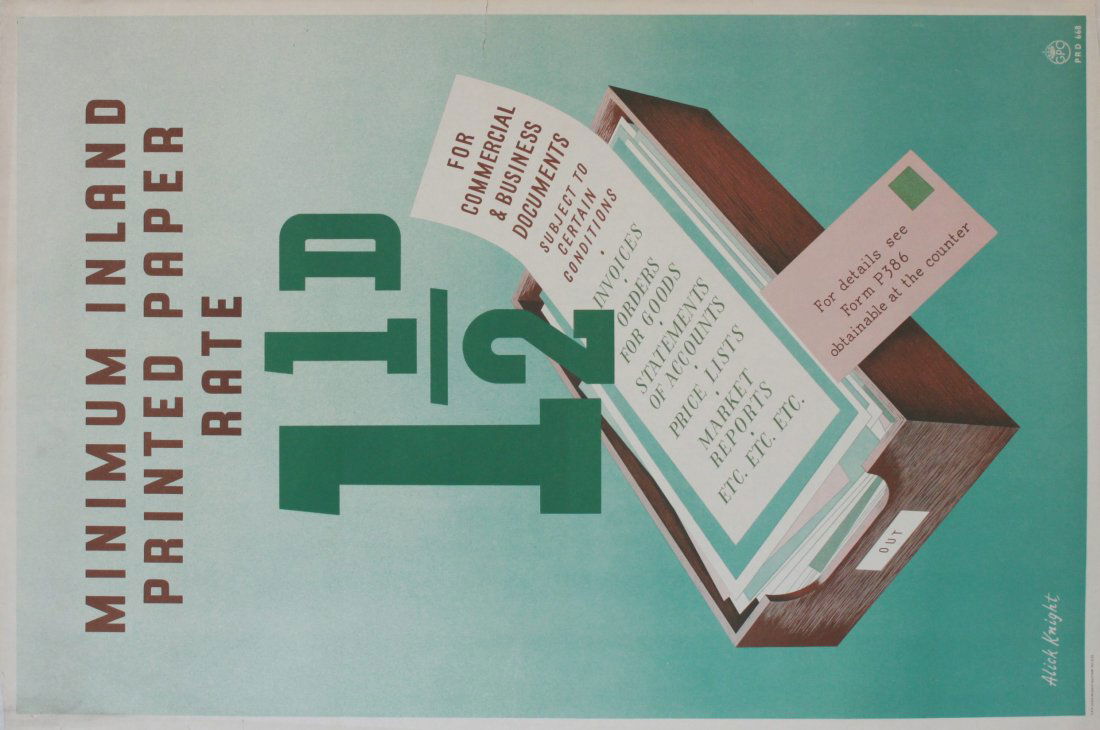 Alick Knight Minimum Inland Printed Paper Rate 1 1/2D, (1 of 3)