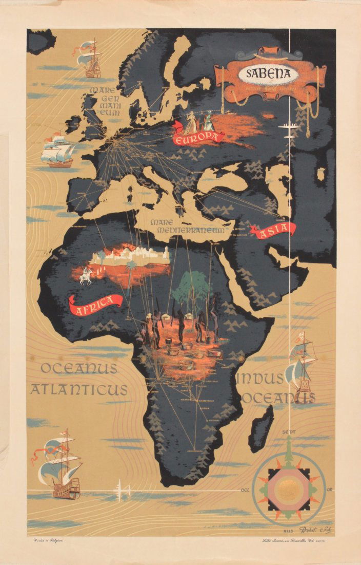 C Dohet (Claude dates unknown) Sabena Pictorial Map (1 of 1)