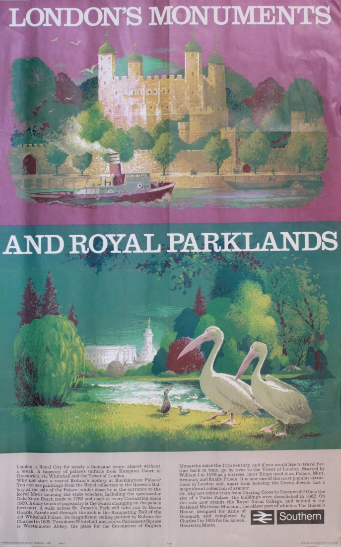 Lander (Reginald Montague born 1913) London~s: Lander (Reginald Montague born 1913) London~s Monuments, original poster Ad2902 printed for BR(SR) by St Michaels Press 1980 - 102 x 63 cm Property of the late Albert Cook ex Publicity Manager BR (NER