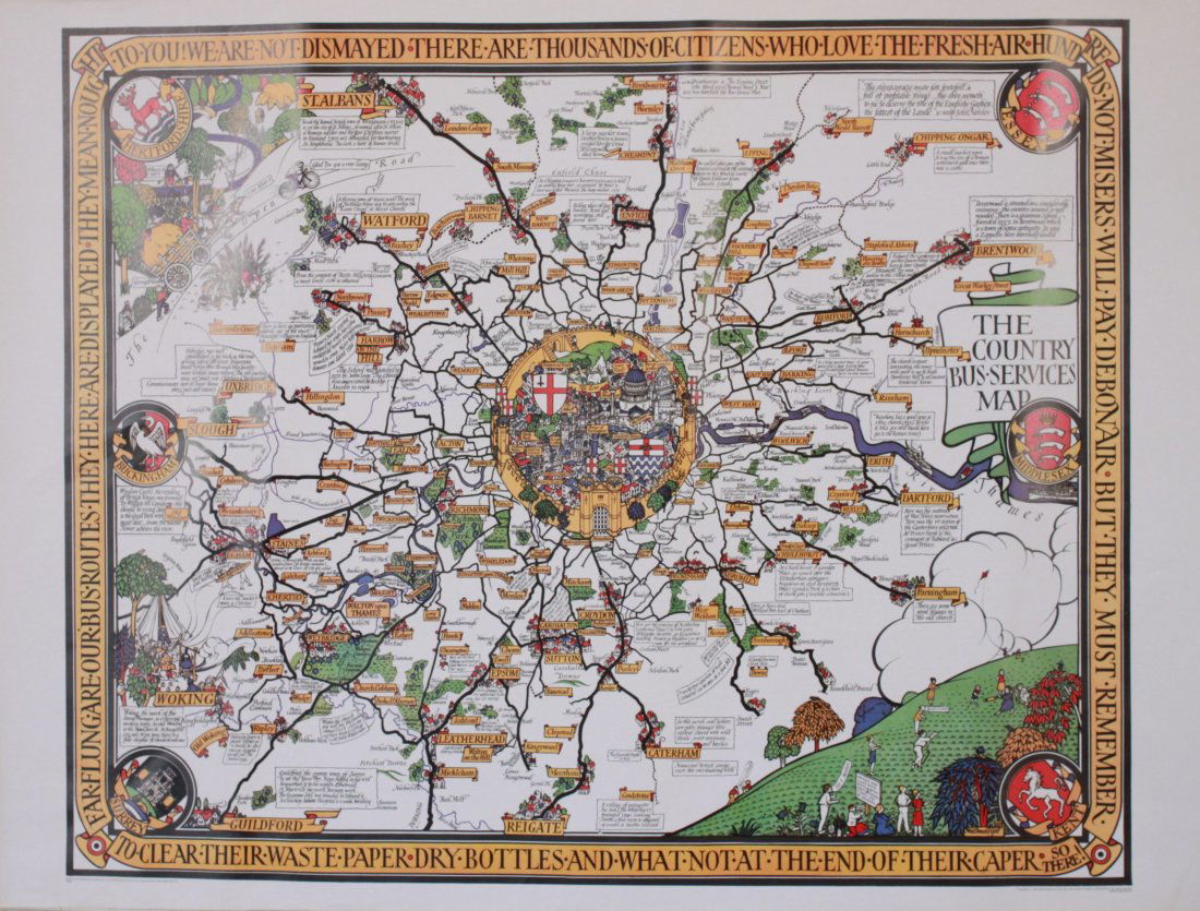 MacDonald Gill (1884-1947) The County Bus Services Map (1 of 2)