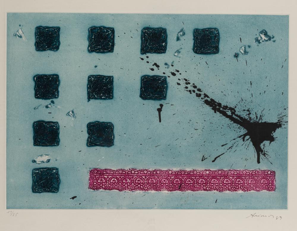 DANIEL ARGIMON - "Composición": Medidas papel: 55,5 x 77 cm c/u Signed. Firmados, fechados y justificados HC, 10/75 (2) y 16/75 a lápiz en la parte inferior Dimensions: Huella: 37,5 x 58 cm c/u Technique: Cuatro Grabado. 4 Engr