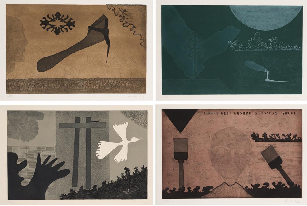 DANIEL ARGIMON - "Composiciones", 1977: Numbered. Numerada 199/250 y firmada a lápiz en la parte inferior. Perteneciente a la Suite Olympic Centennial editada en 1992 Dimensions: 63 x 90 cm Technique: Serigrafía. Serigraphy Date: