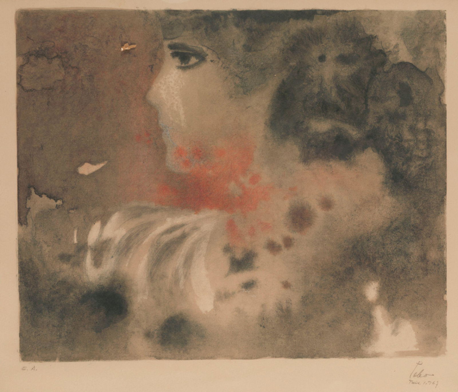 Woman's portrait, 1967: HECTOR POLEO Numbered, located, dated and signed in pencil EA Paris 1967