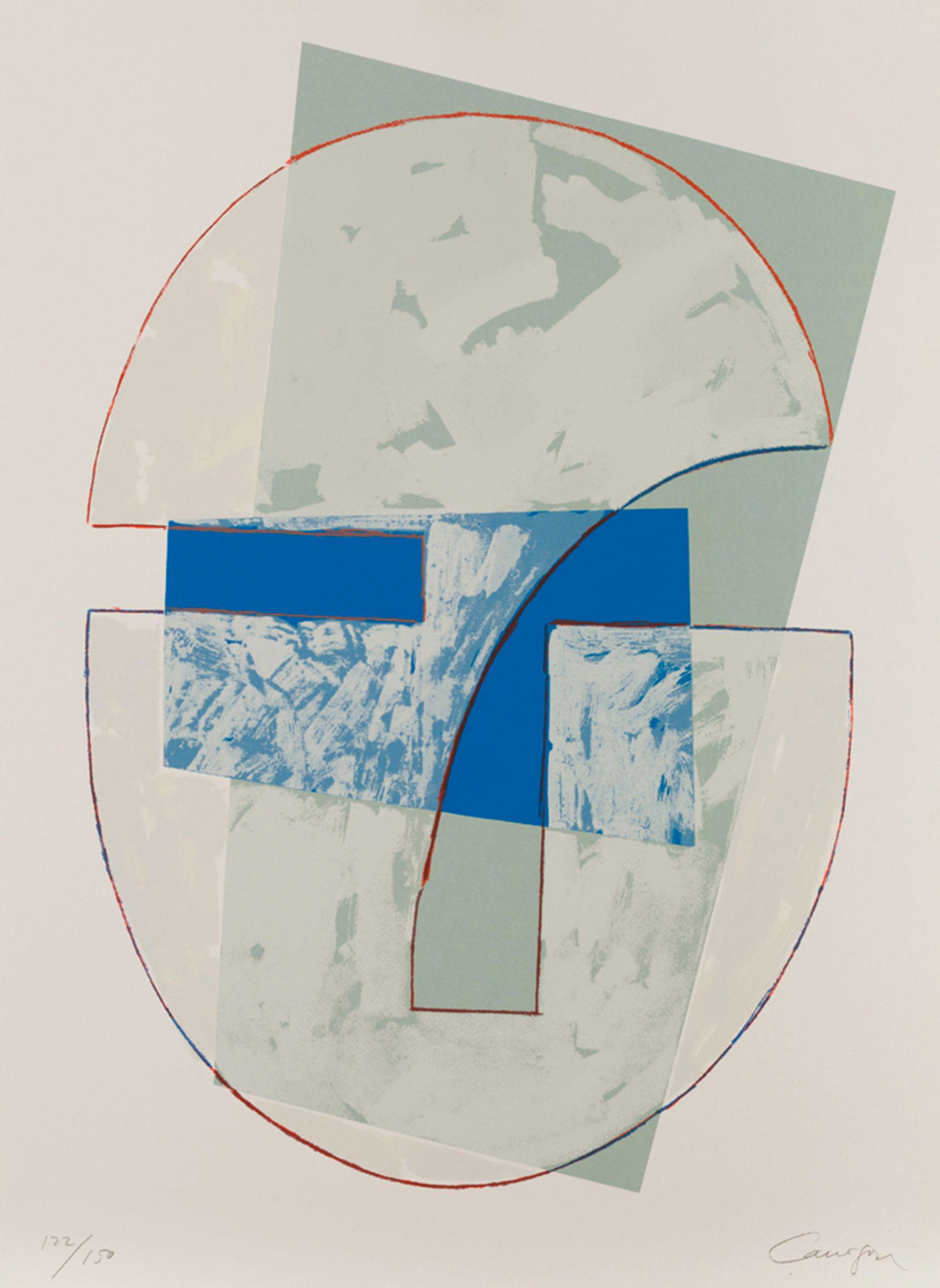 "Untitle", 1984: RAFAEL CANOGAR Signed and numbered in pencil 122/150 at the bottom. Work made for the folder of the magazine LÃ¡piz with works by Arroyo, Bilbao, Guerrero, Gordillo, Saura and Nagel. Printed by Javi