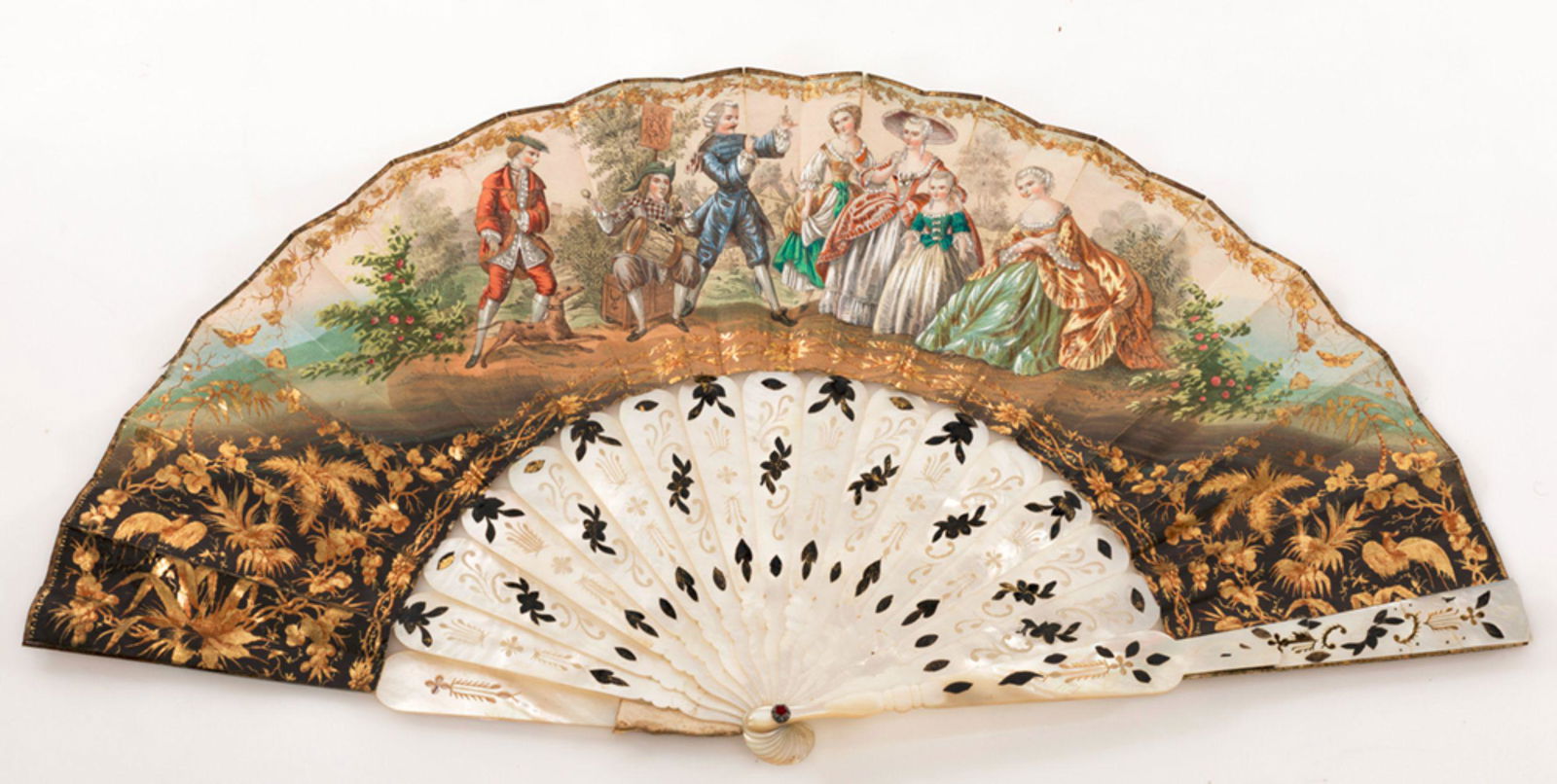 19th century fan with mother-of-pearl rib with openwork (1 of 1)