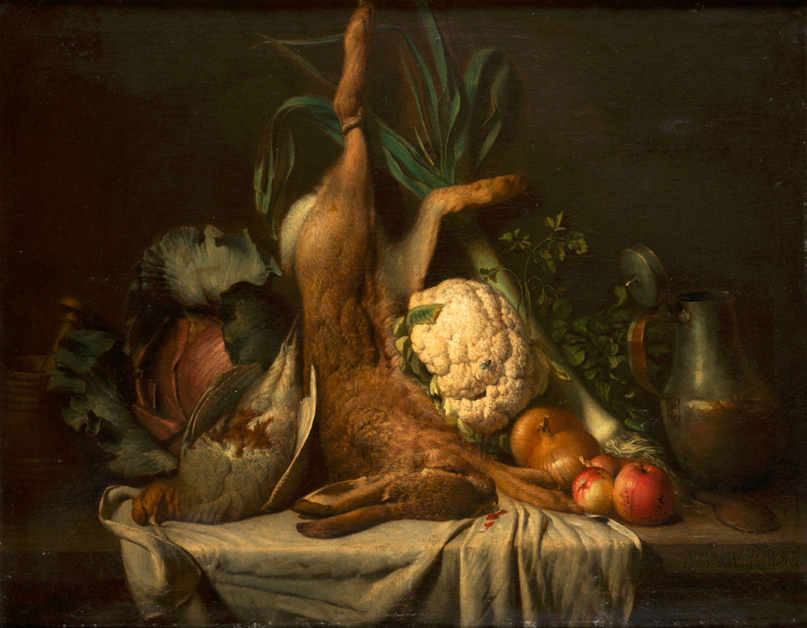 ADOLPHE GAGEY "Still life with game and vegetables", (1 of 1)