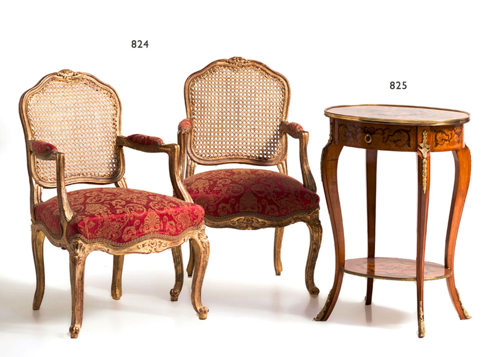 Side table with oval top and inlaid decoration (1 of 1)