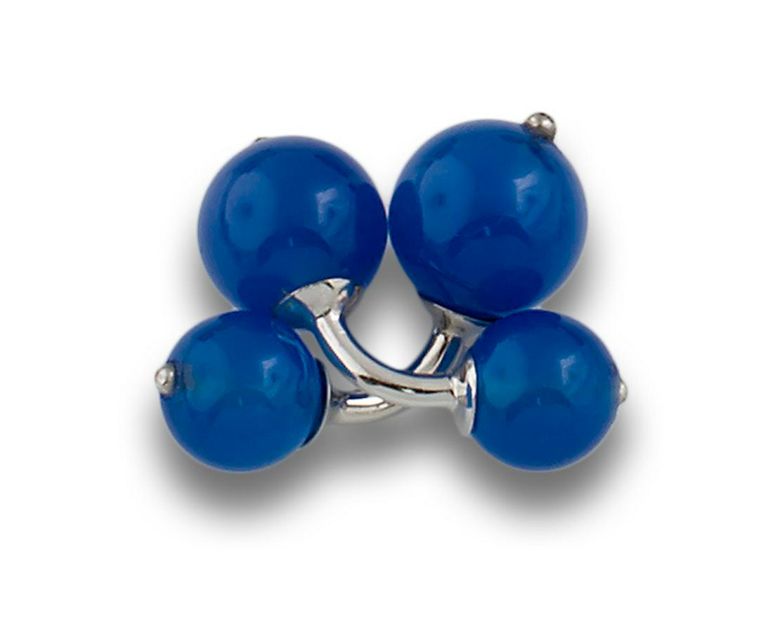 GOLD BLUE AGATE CUFFLINKS 10-8MM 68147 (1 of 1)