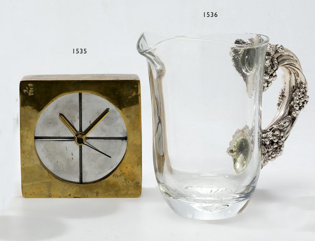 Watch David Marshall: Table clock in gilt bronze and silver metal, by David Marshal (Scotland, 1942).