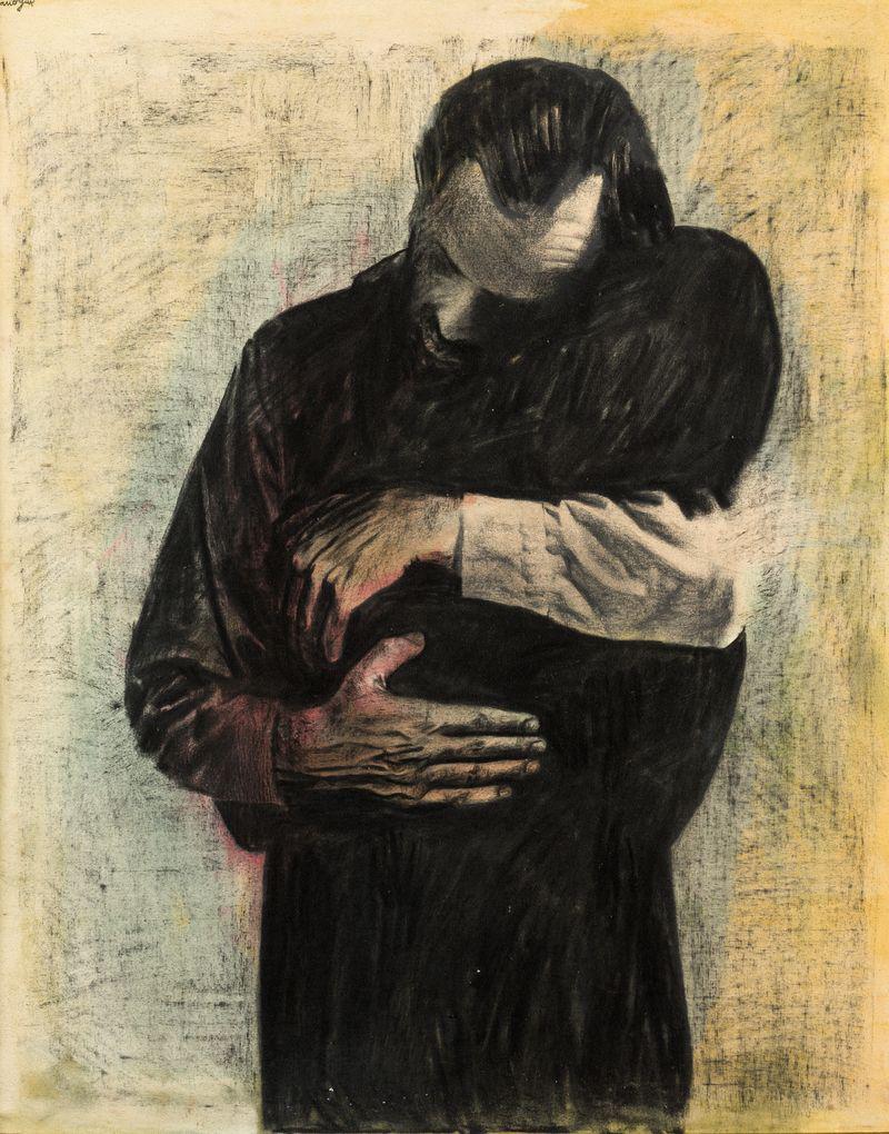 RAFAEL CANOGAR 1935 / . "The hug", 1972: Signed and dated upper left corner: "Canogar / 72" On the back label of the LÃºzaro Gallery, Bilbao PROVENANCE - Private collection [1987, 1992, 1997] - Private collection, Bilbao [2009] EXHIBITIONS