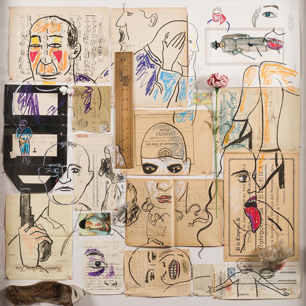 CARMEN CALVO 1950 / . "The Spirit V", 1999: Signed, dated and titled on the back. Collage on fabric y wood. CONTEMPORARY PAINTING