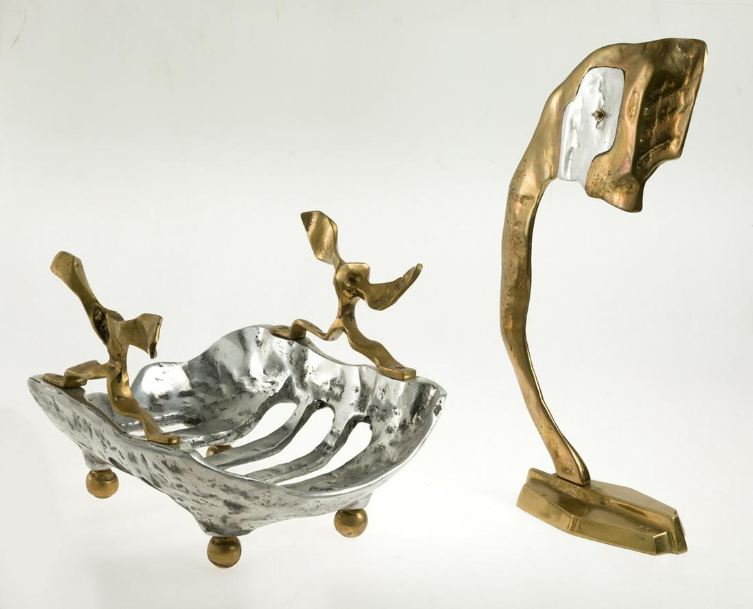 Woodshed or magazine rack David Marshall: Magazine rack or woodshed, by David Marshall (Edinburgh 1942). Made of silver-plated and gilded metal. .