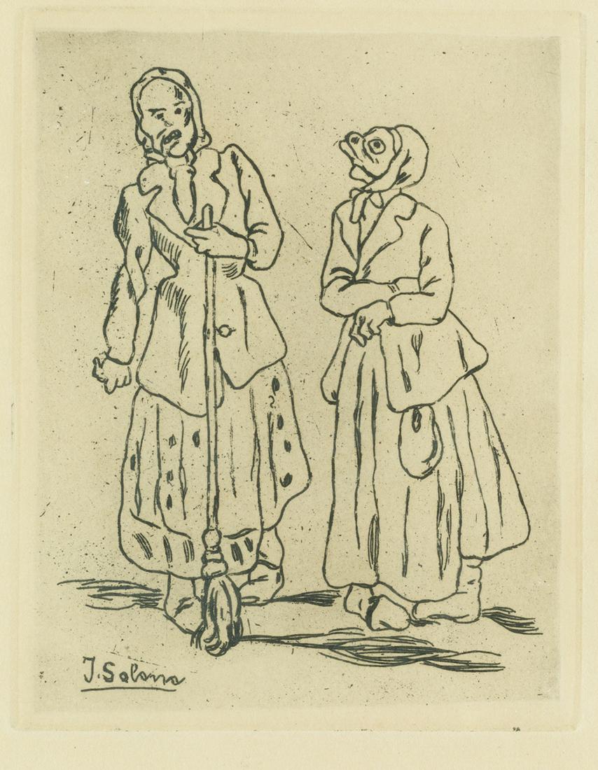 JOSE GUTIERREZ SOLANA (1886 / 1945) "Masks of the: Signed in plate . Etching