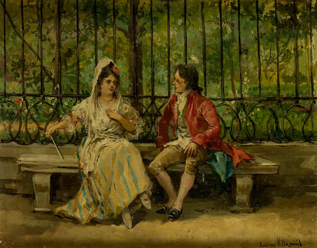 EUGENIO  LUCAS VILLAMIL (1858 / 1918) "Gallant Scene". (1 of 1)