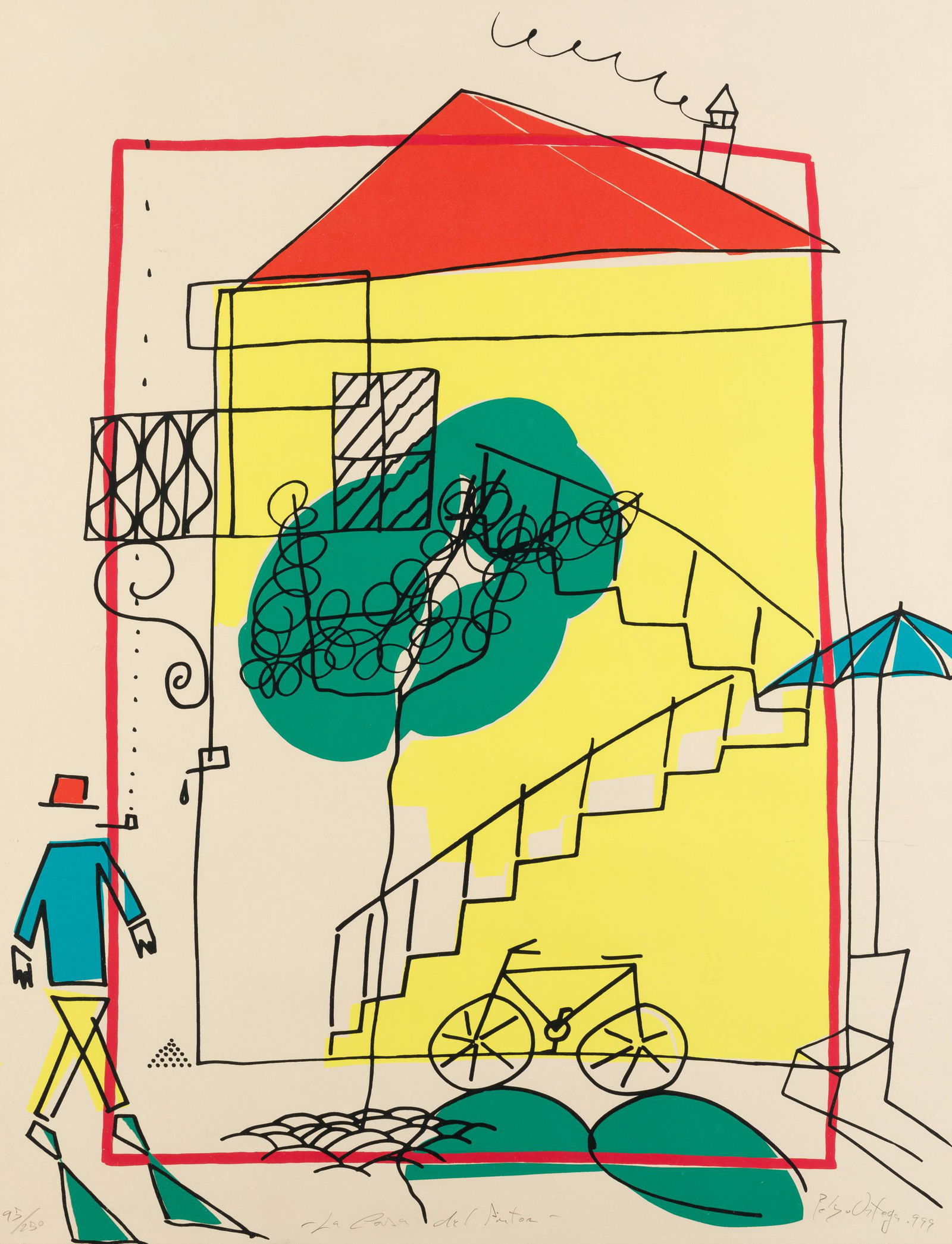 PELAYO ORTEGA (1956 / .) "The painter's house", 1999: Signed, dated, titled and justified 95/250 in pencil on the lower side . Serigraphy. 65 x 50 cm