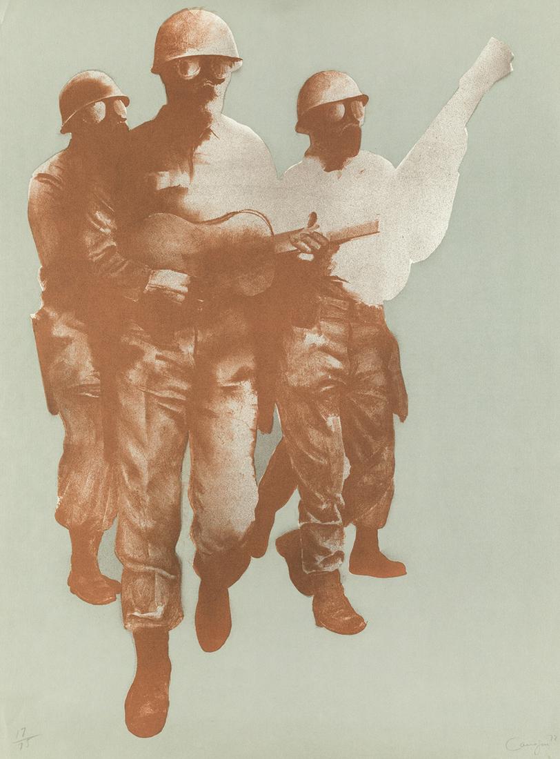 RAFAEL CANOGAR (1935 / .) "Musical Soldiers", 1972: Signed, dated and justified in pencil 17/75 at the bottom Edition of 75 copies + XXV with colour variant, published and printed by PolÃ­grafa, Barcelona. Work included in the artist's online catalog