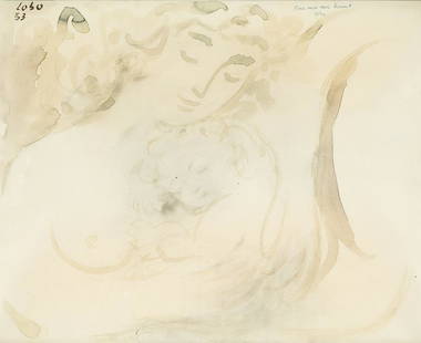 BALTASAR LOBO (1910 / 1993) "Maternidade", 1953: Signed and dated in the upper left-hand corner and dedicated in the right-hand corner . Watercolor on paper. 32 x 40 cm