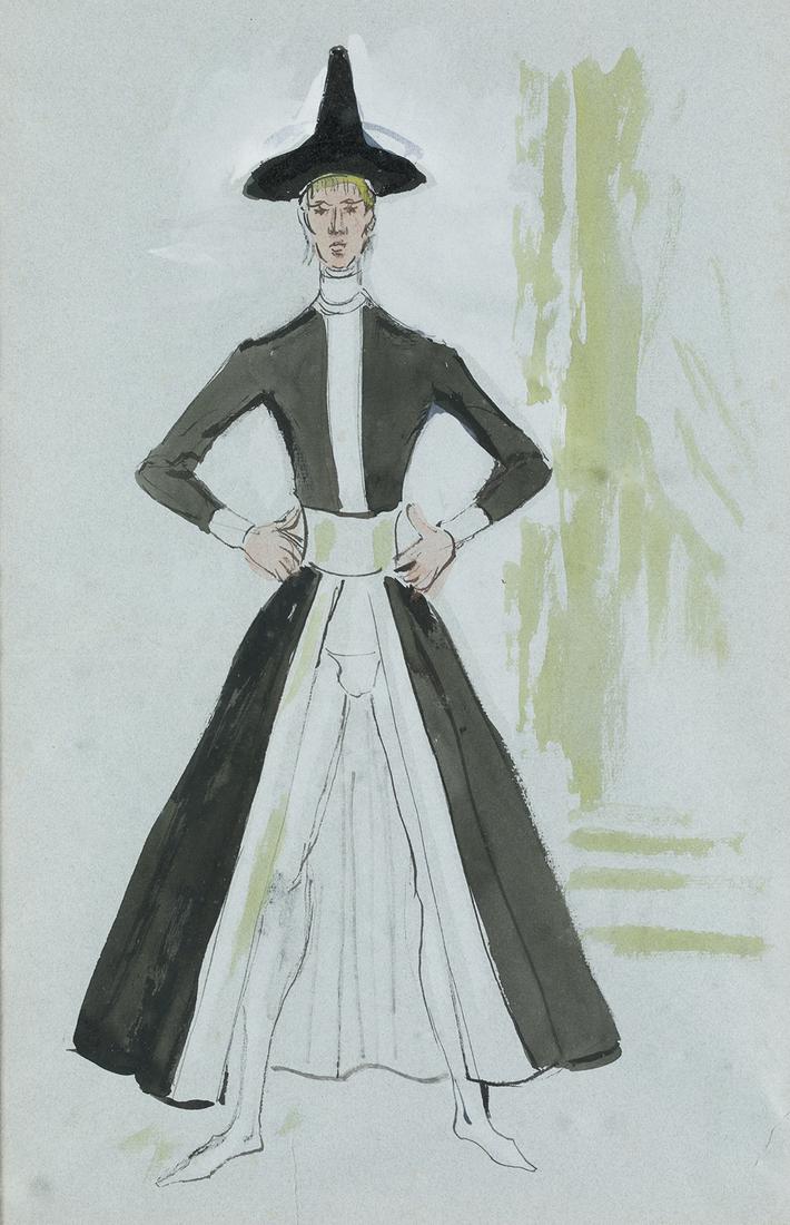 CECIL BEATON (1904 / 1980) "Two gentelmen of Verona": One of them with Outlaw inscription on the lower right side. Provenance: -Private collection, Madrid -Christie's 15/04/2008 . 46 x 29,5 cm c/u. Ink on paper