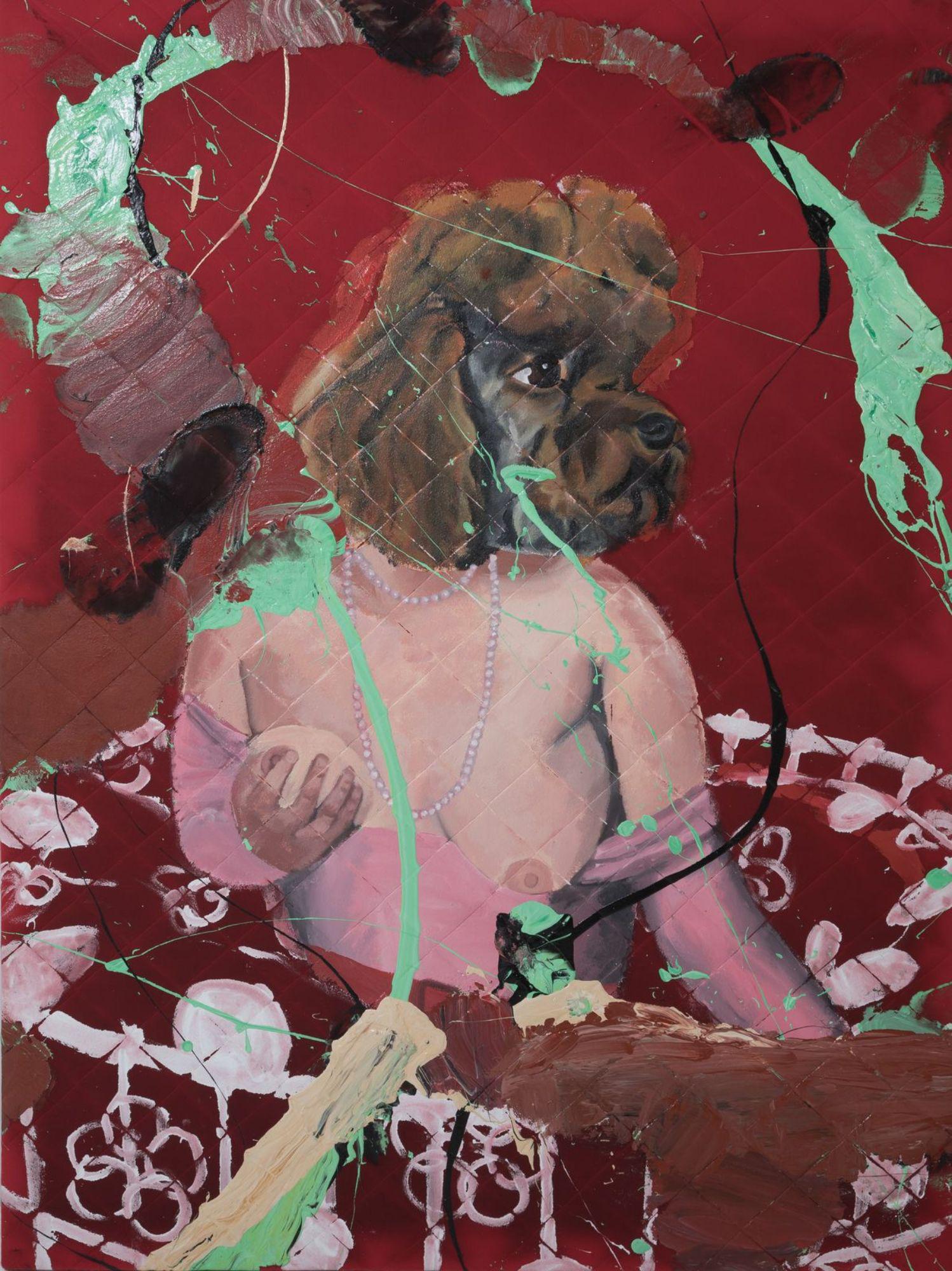 JORGE GALINDO. Madrid (1965) / (). "Poodle Picabia".: 200 x 150 cm.Oil on canvas.On the back signed, titled and dated. Label of the Soledad Lorenzo Gallery.