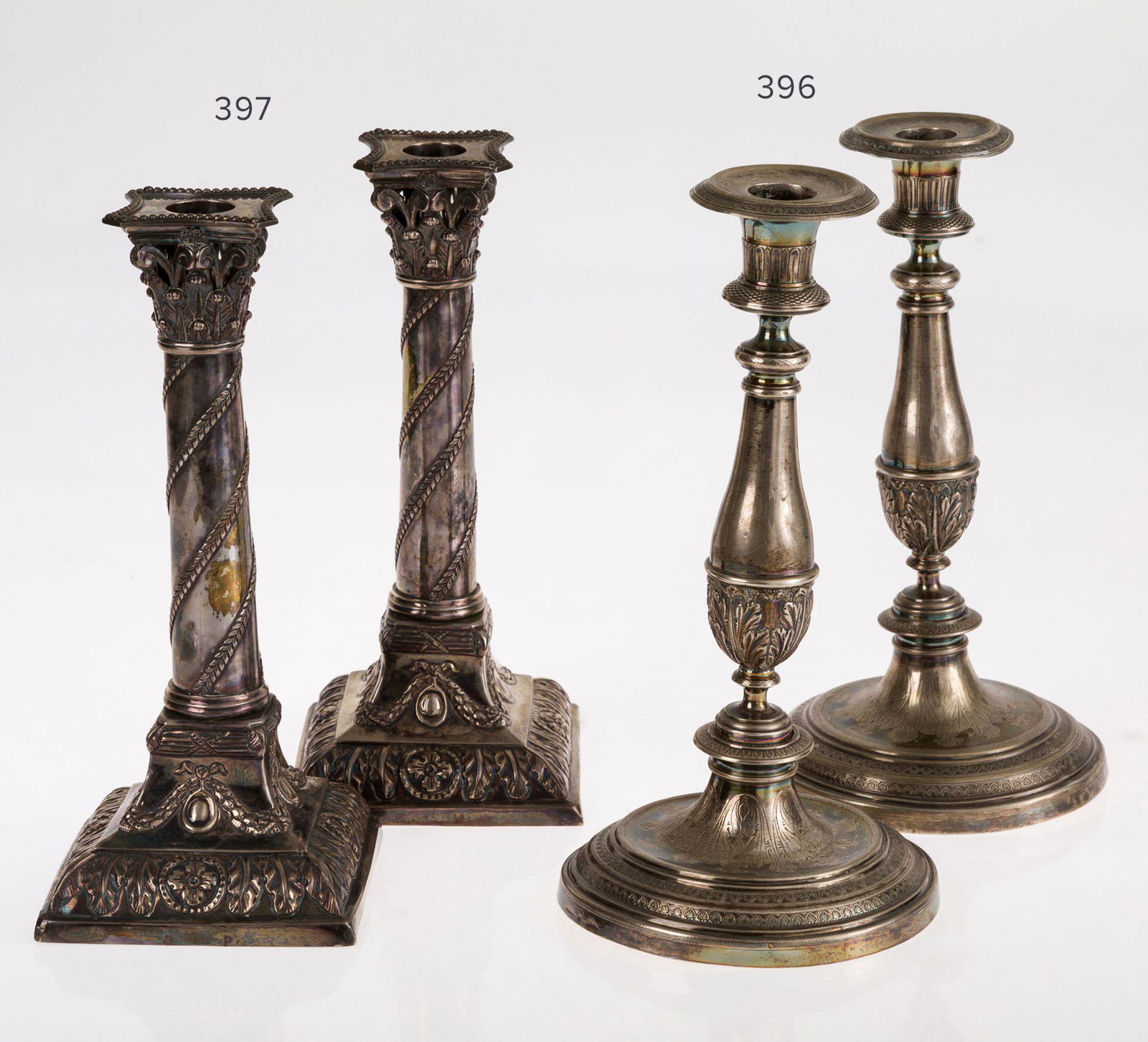 Pair of Spanish silver candlesticks, Barcelona, 19th (1 of 1)