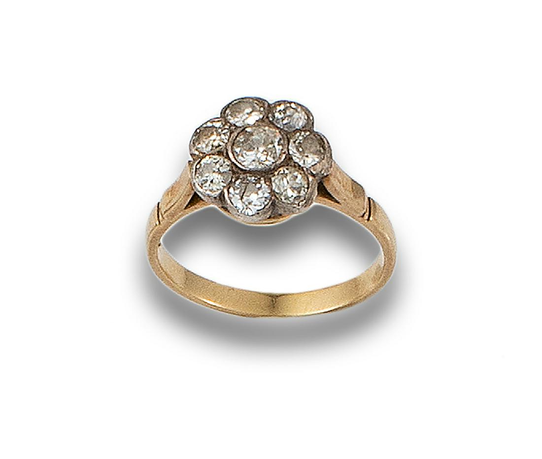 19TH CENTURY ROSETTE RING IN GOLD, PLATINUM AND (1 of 1)