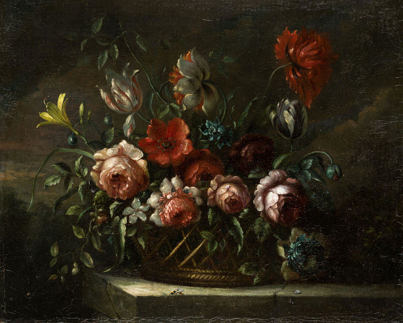 SPANISH SCHOOL. (18TH CENTURY). "Basket with flowers". 47 x 58 cm. (1 of 1)