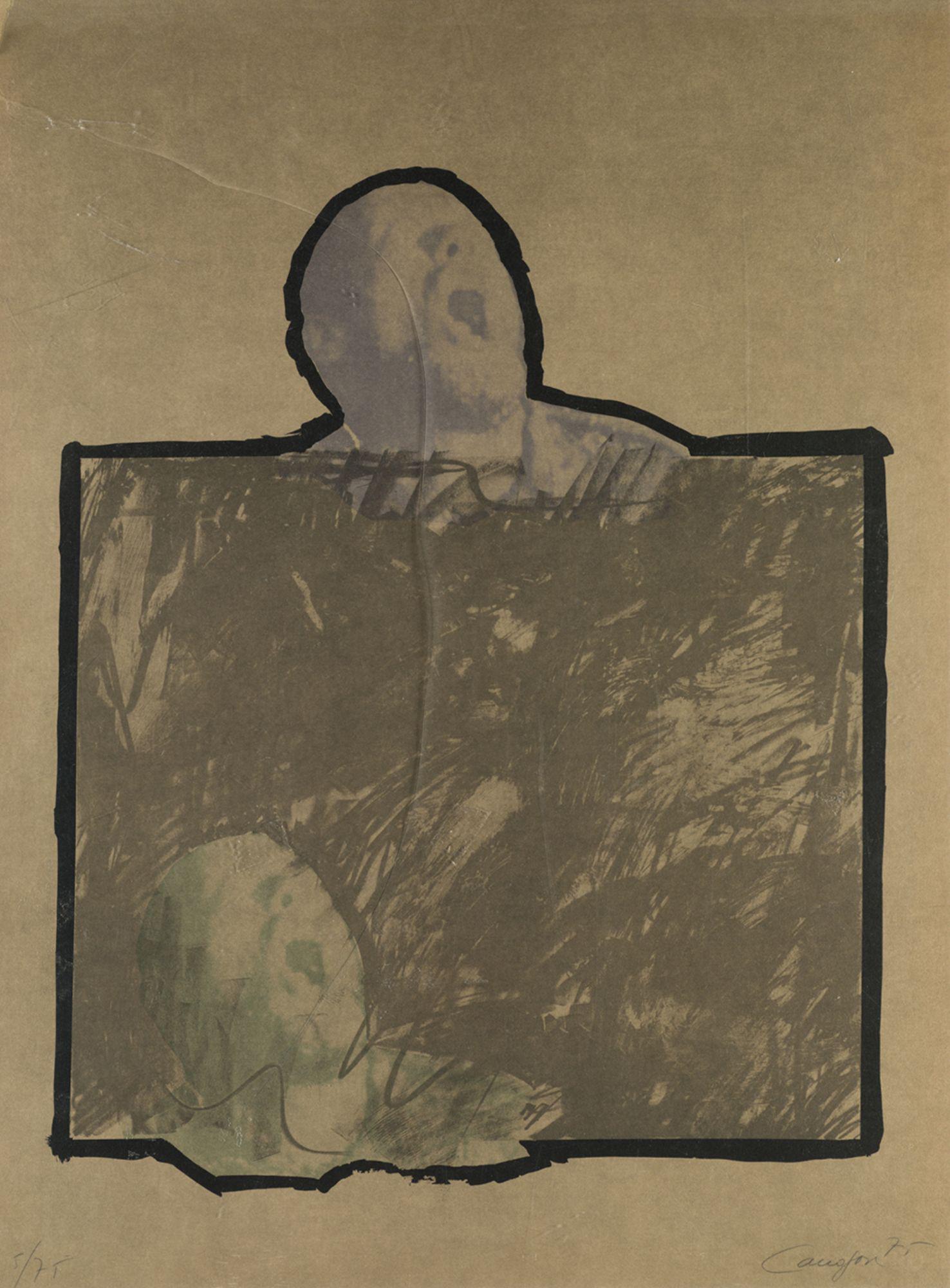 RAFAEL CANOGAR.. Toledo (1935). "Composition with head", 1975. 76 x 56 cm.: Signed, dated and justified in pencil 5/75 at the bottom Inks: 5 Edition of 75 copies + 13 H.C, Publisher: PolÃ­grafa, Barcelona, Printer: PolÃ­grafa, Barcelona Work included in the on-line catalo