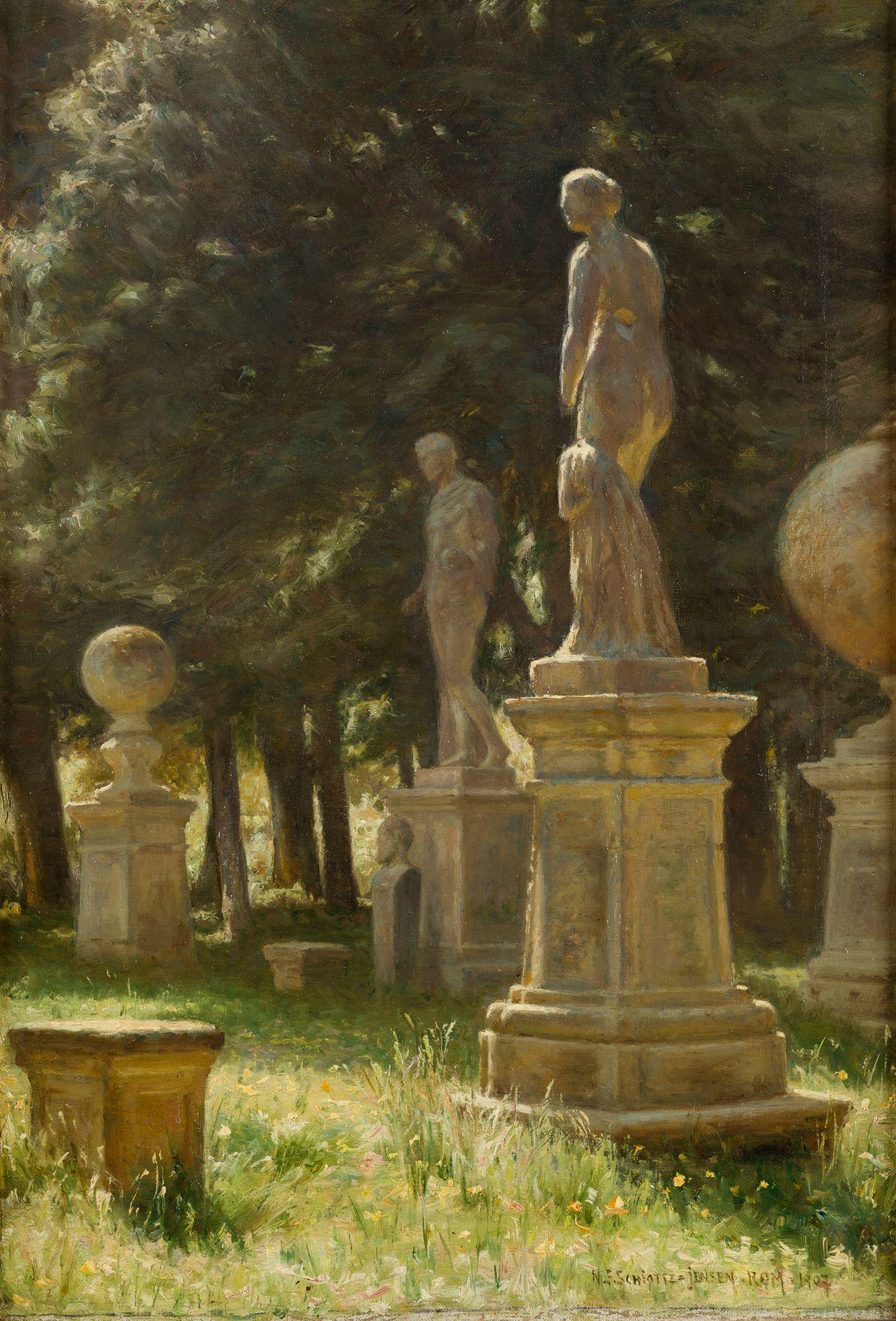 NIELS FREDERIK SCHIÃ˜TTZ-JENSEN . Denmark (1855) / (1941). "Gardens of Villa Borghese", 1907. 48 x (1 of 1)