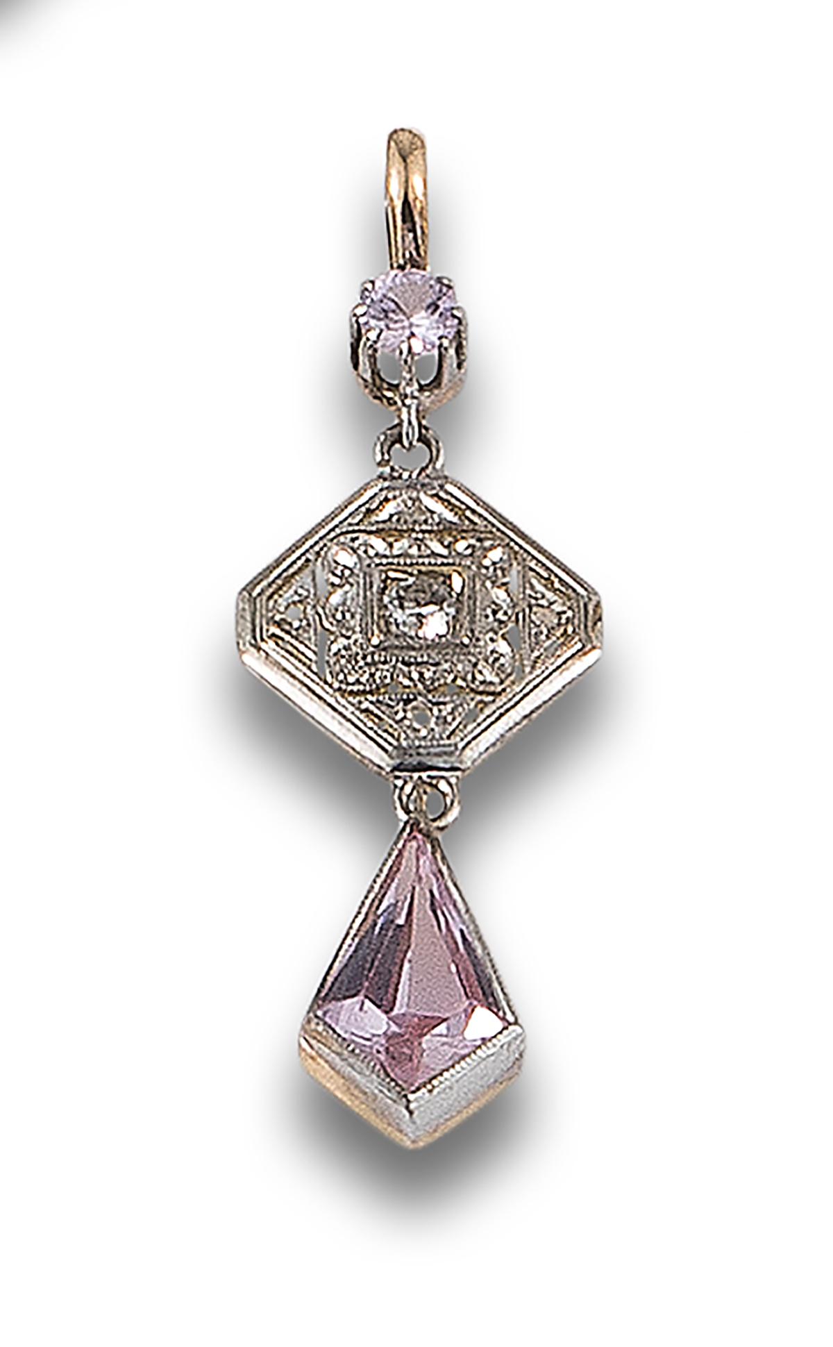 FRENCH ROSE CHEVALIER PENDANT, DIAMOND, PLATINUM AND YELLOW GOLD (1 of 1)